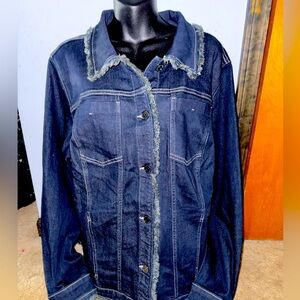 Susan graver dark denim
Jean jacket plus size 2X nwt